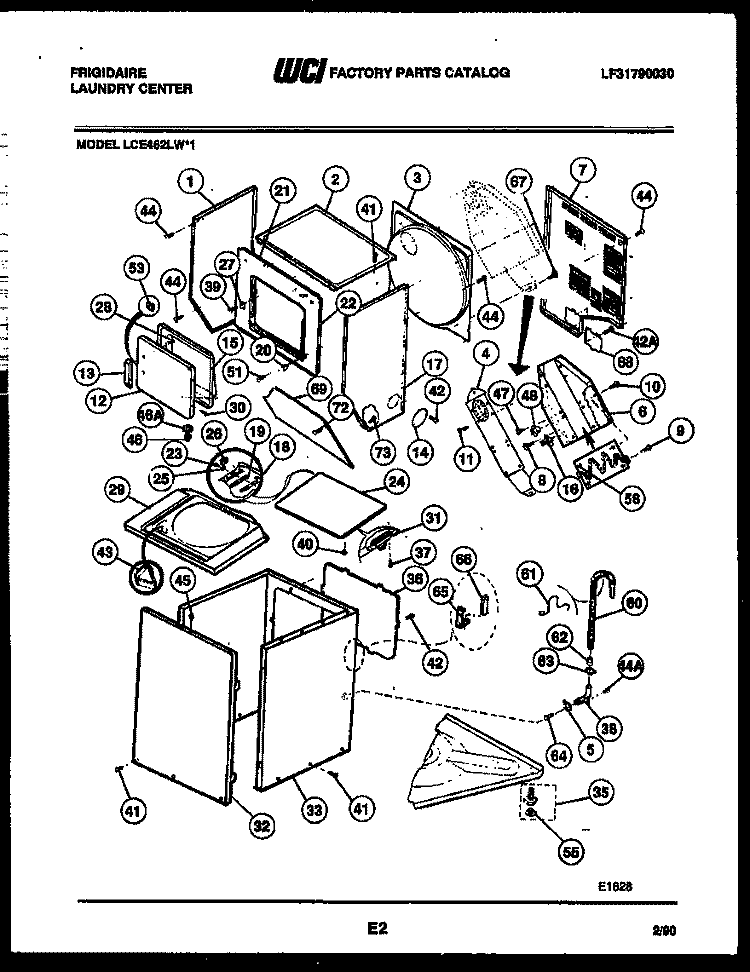 CABINET PARTS AND HEATER Diagram and Parts List for LCE462LL1  Frigidaire Washer