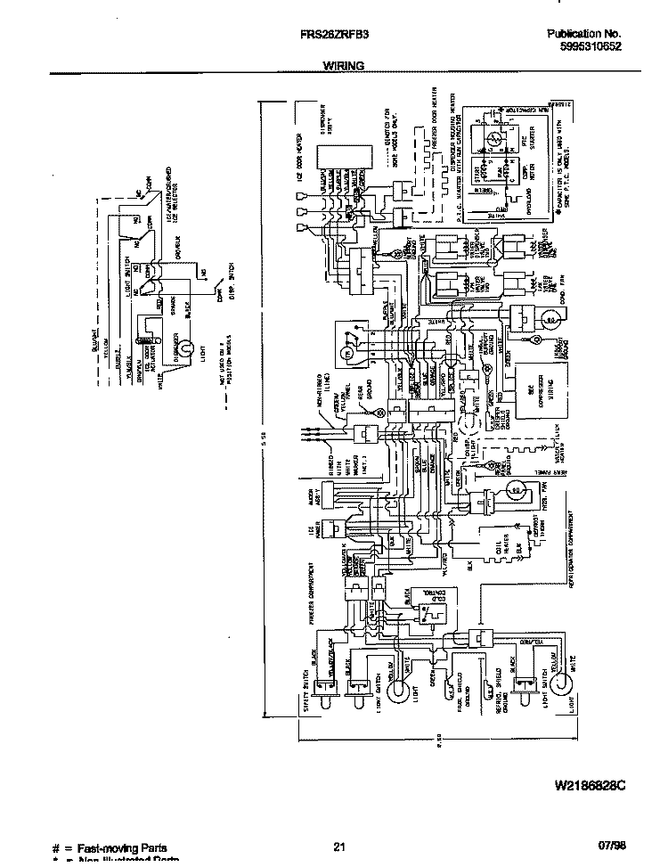WIRING DIAGRAM Diagram and Parts List for FRS26ZRFB3  Frigidaire Refrigerator
