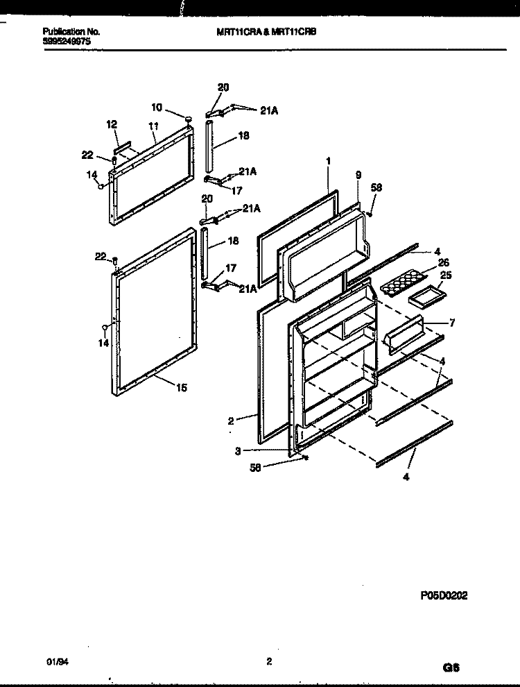 DOOR PARTS Diagram and Parts List for MRT11CRBD0  Uni Refrigerator