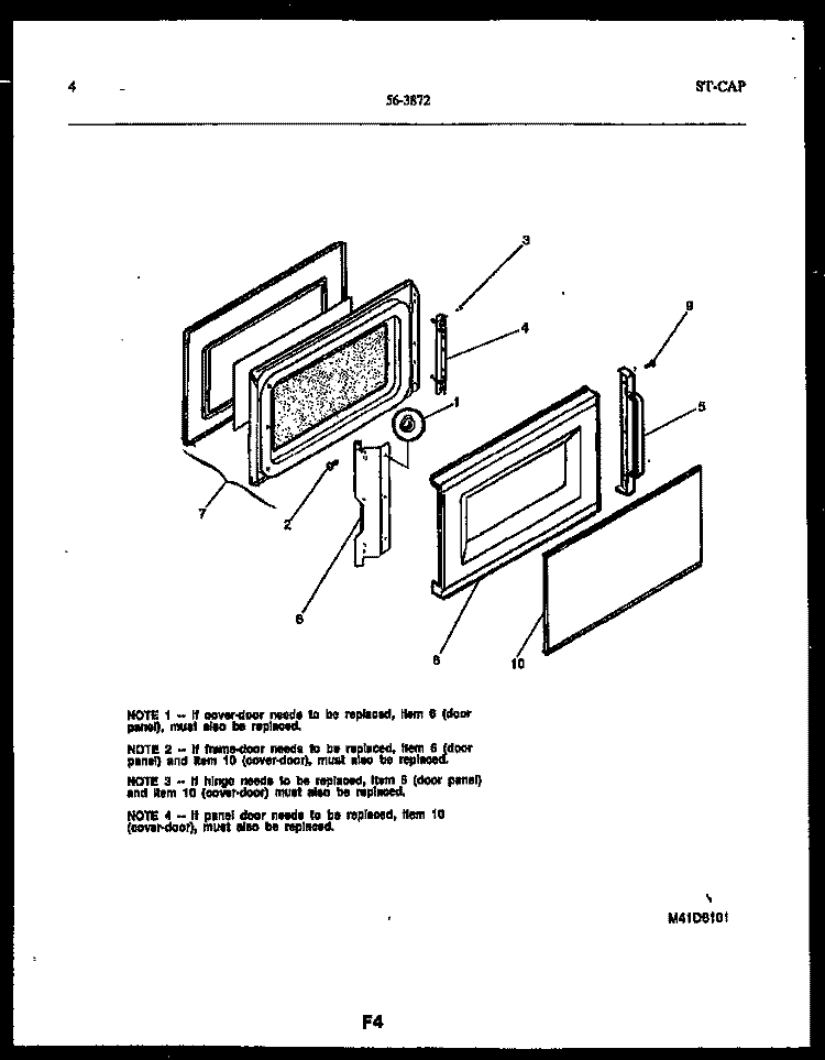 DOOR PARTS Diagram and Parts List for 56-3872-10-02  Tappan Microwave