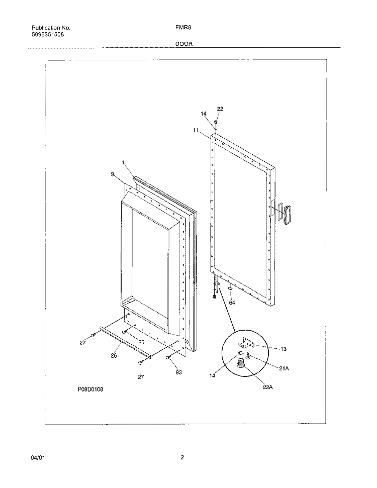 DOOR Diagram and Parts List for FMR8  Electrolux Freezer