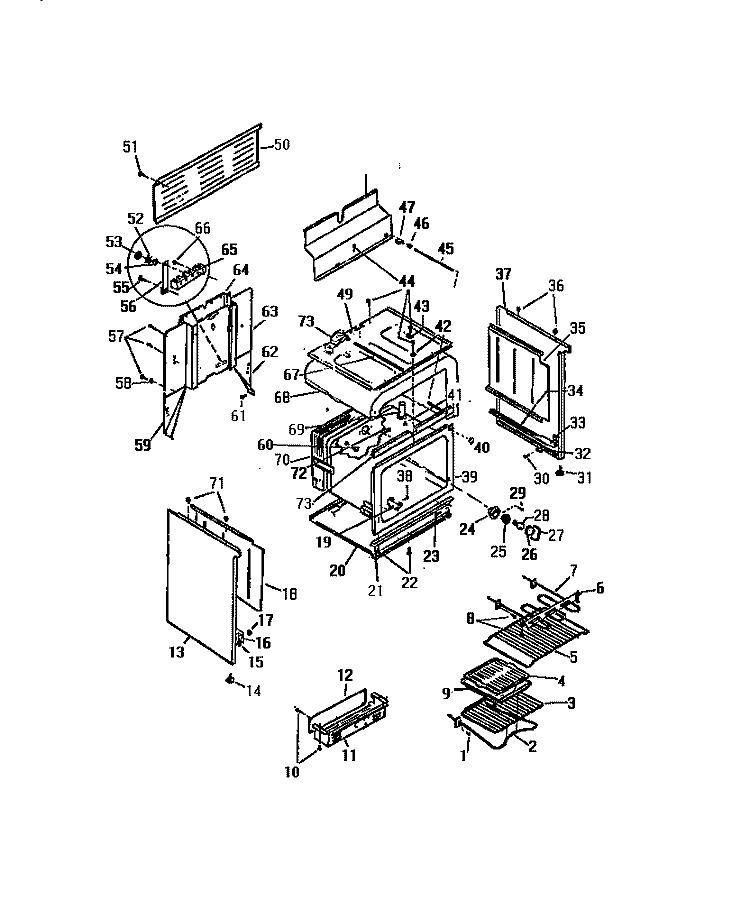 BODY, SIDE PANELS Diagram and Parts List for KF450GDD1  Frigidaire Range
