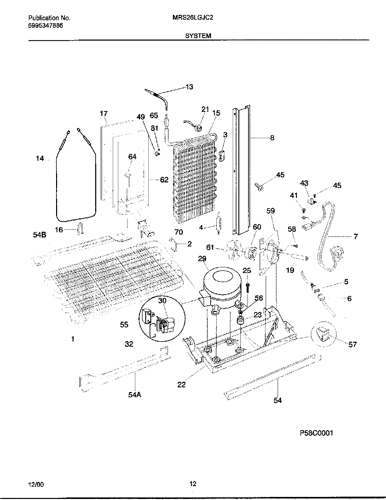 SYSTEM Diagram and Parts List for MRS26LGJC2  Frigidaire Refrigerator