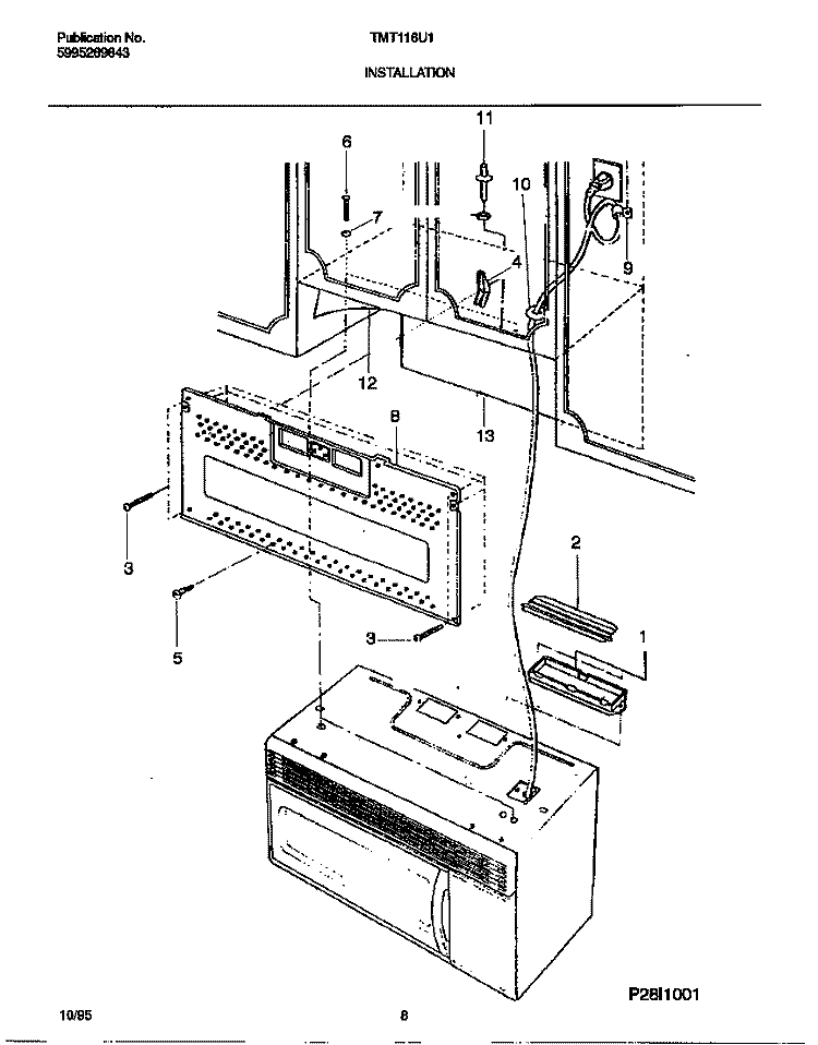 INSTALLATION Diagram and Parts List for TMT116U1B0  Tappan Microwave