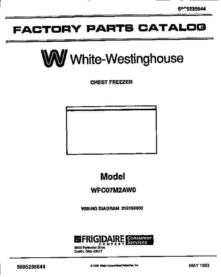 COVER Diagram and Parts List for WFC07M2AW0  Frigidaire Freezer