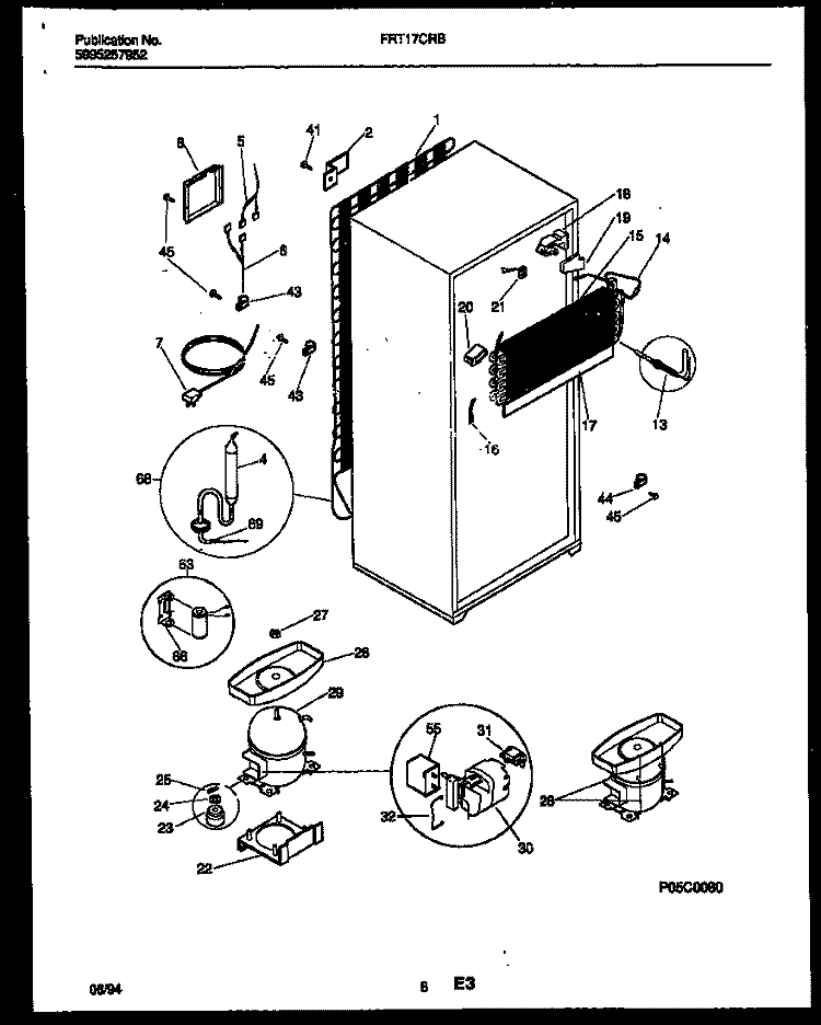 SYSTEM AND AUTOMATIC DEFROST PARTS Diagram and Parts List for FRT17CRBW0  Frigidaire Refrigerator