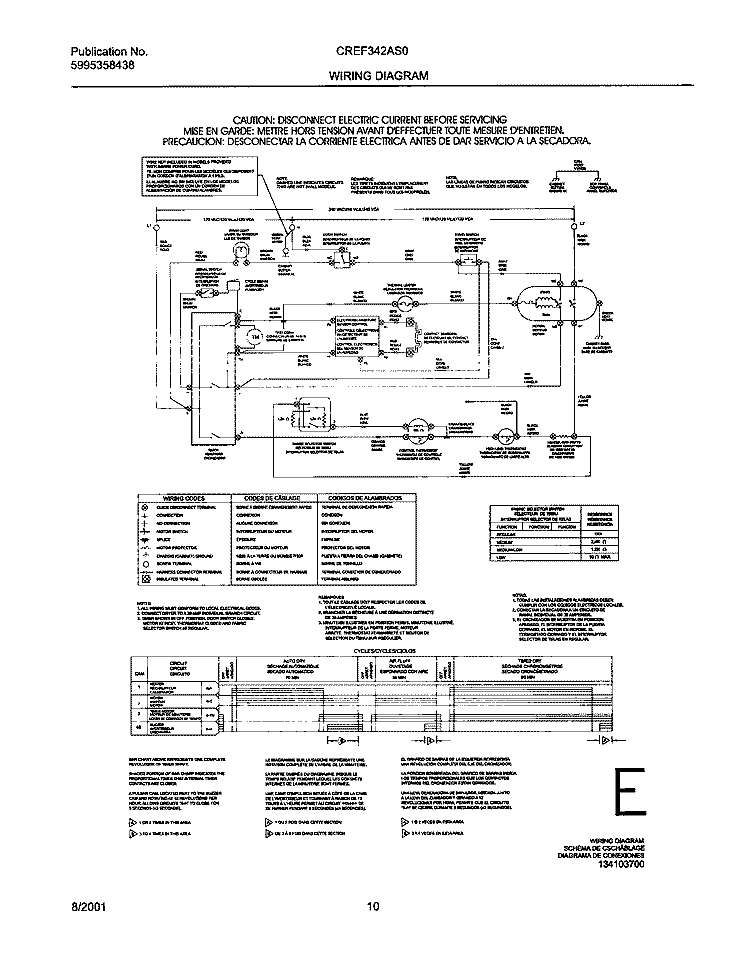 134103700 WIRING DIAGRAM Diagram and Parts List for CREF342AS0  Frigidaire Dryer