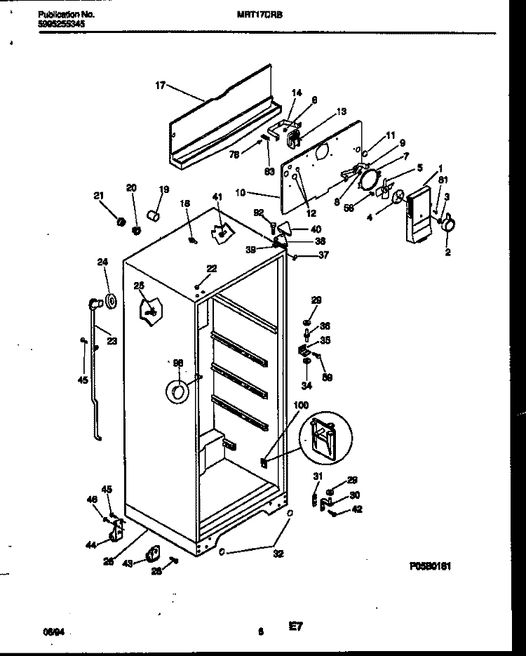 CABINET PARTS Diagram and Parts List for MRT17DRBD0  Frigidaire Refrigerator