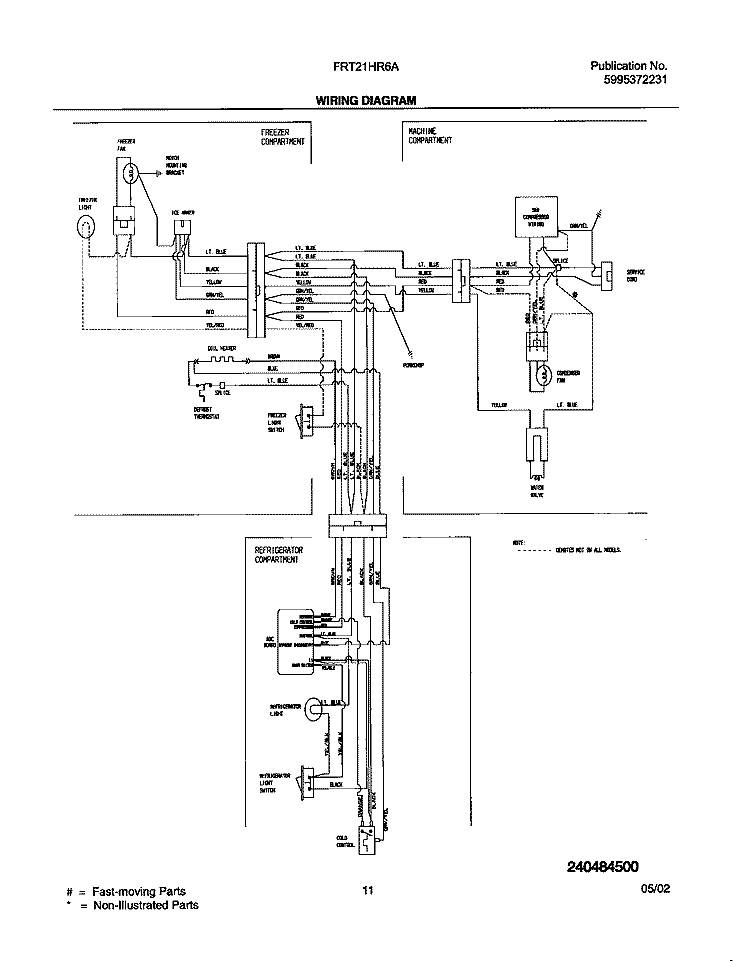 WIRING DIAGRAM Diagram and Parts List for FRT21HR6AB3  Frigidaire Refrigerator