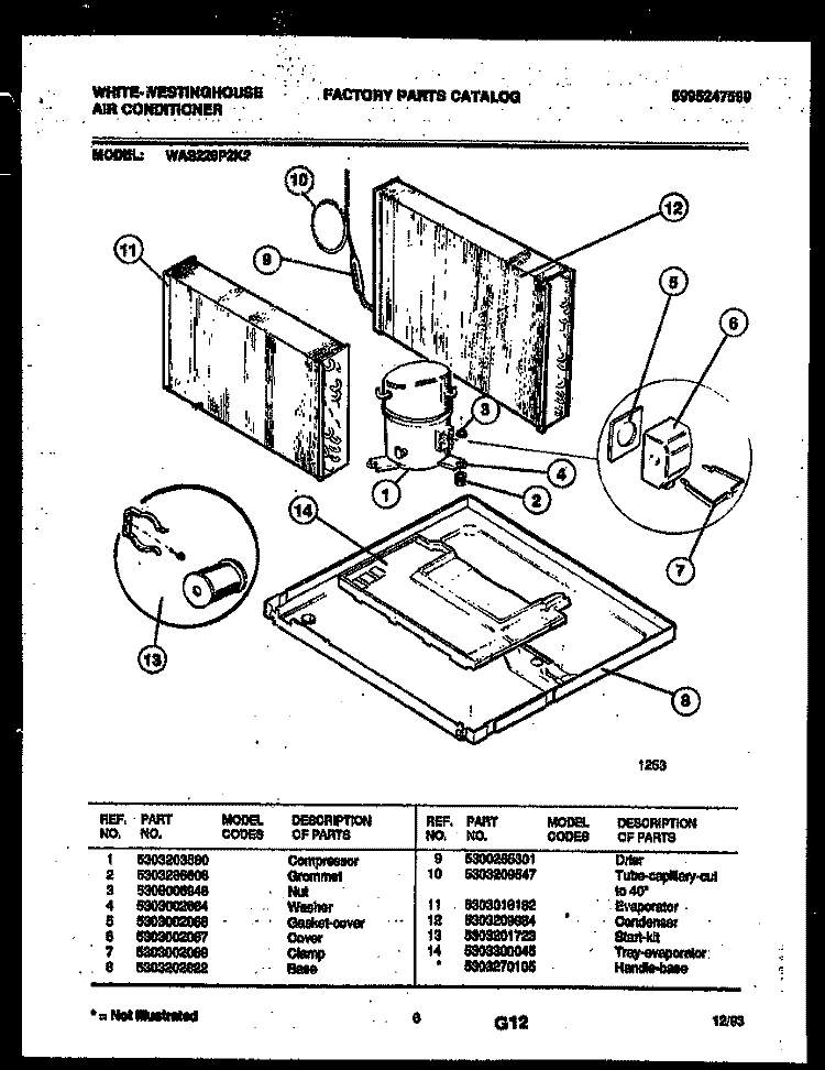 SYSTEM PARTS Diagram and Parts List for WAS226P2K2  Frigidaire Air Conditioner