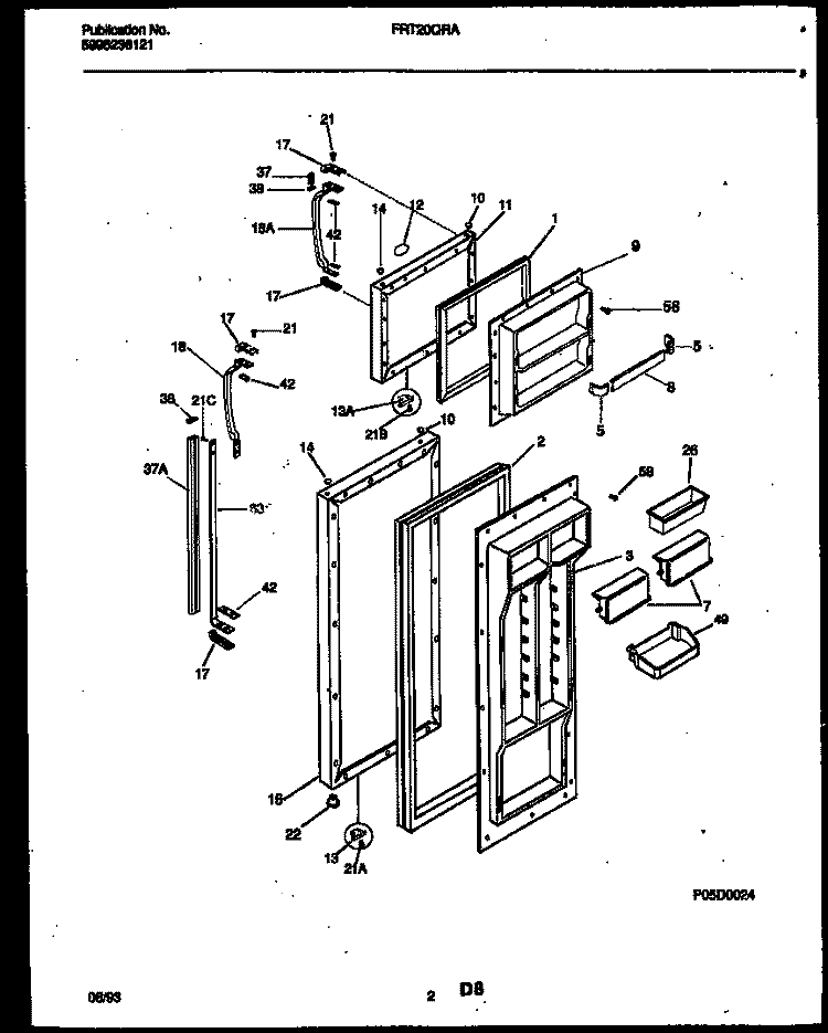DOOR PARTS Diagram and Parts List for FRT20QRAW0  Frigidaire Refrigerator
