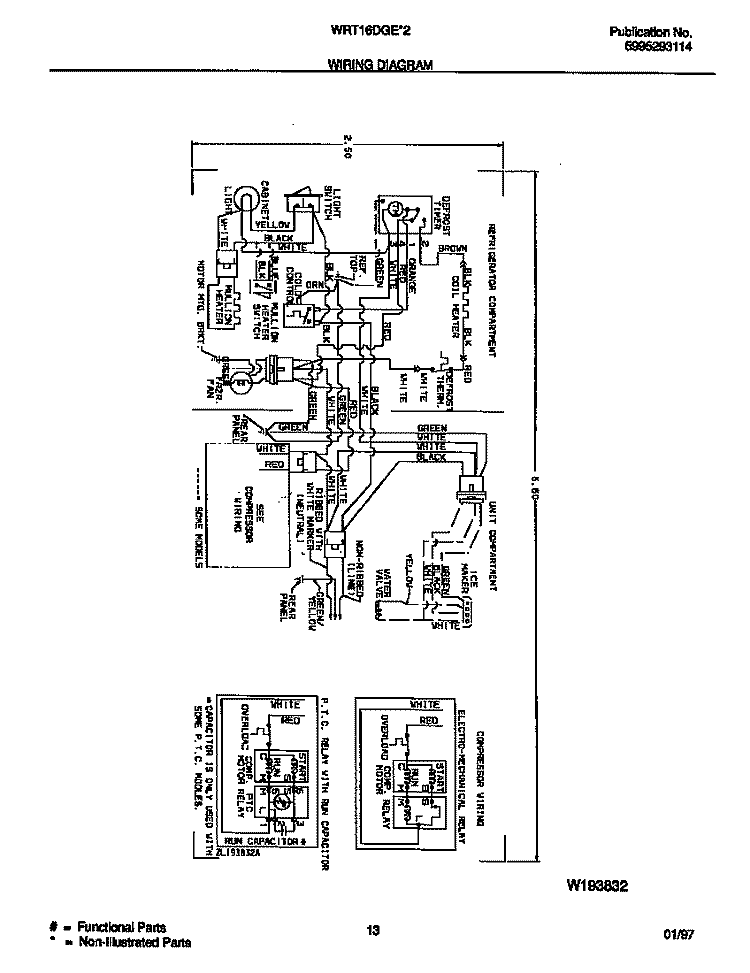 WIRING DIAGRAM Diagram and Parts List for WRT16DGEW2  Frigidaire Refrigerator