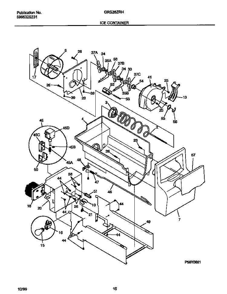 ICE CONTAINER Diagram and Parts List for GRS26ZRHW2  Gibson Refrigerator