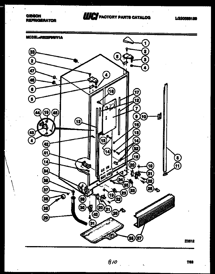 CABINET PARTS Diagram and Parts List for RS22F8WV1A  Gibson Refrigerator