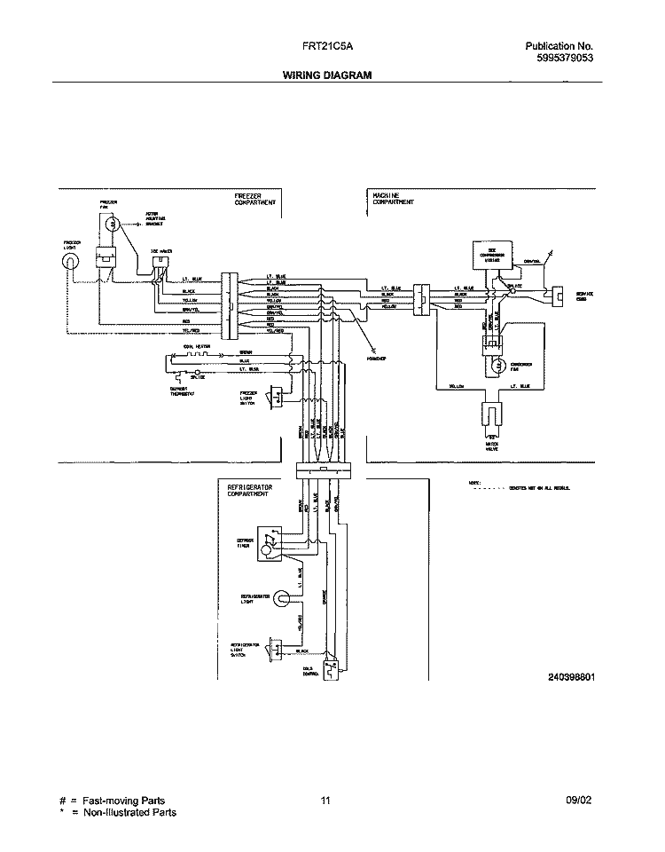 WIRING DIAGRAM Diagram and Parts List for FRT21C5AW6  Frigidaire Refrigerator