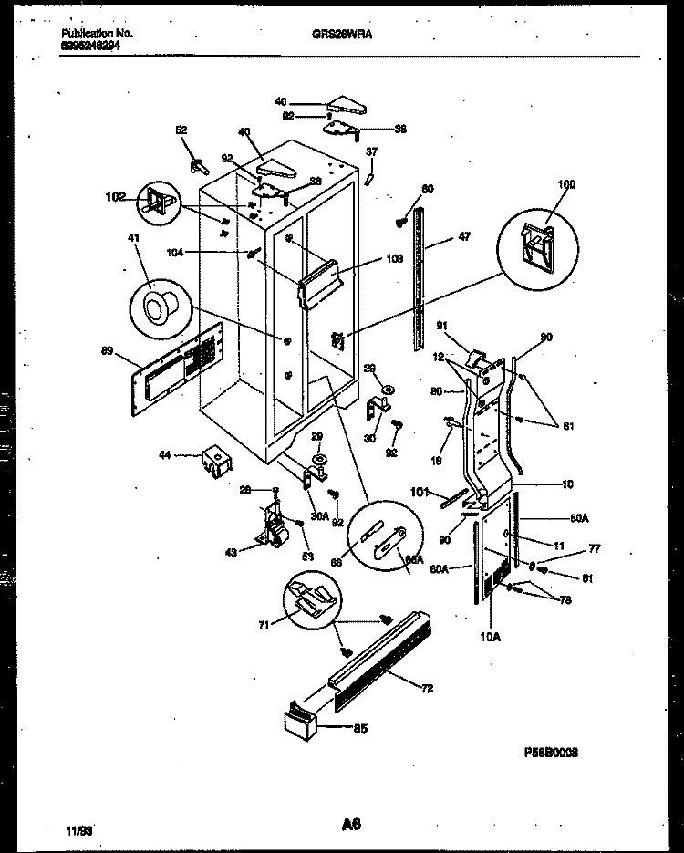 CABINET PARTS Diagram and Parts List for GRS26WRAW0  Gibson Refrigerator