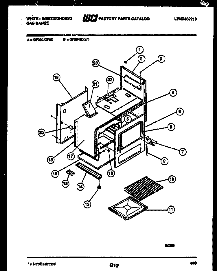 BODY PARTS Diagram and Parts List for GF204KXD1  Frigidaire Range