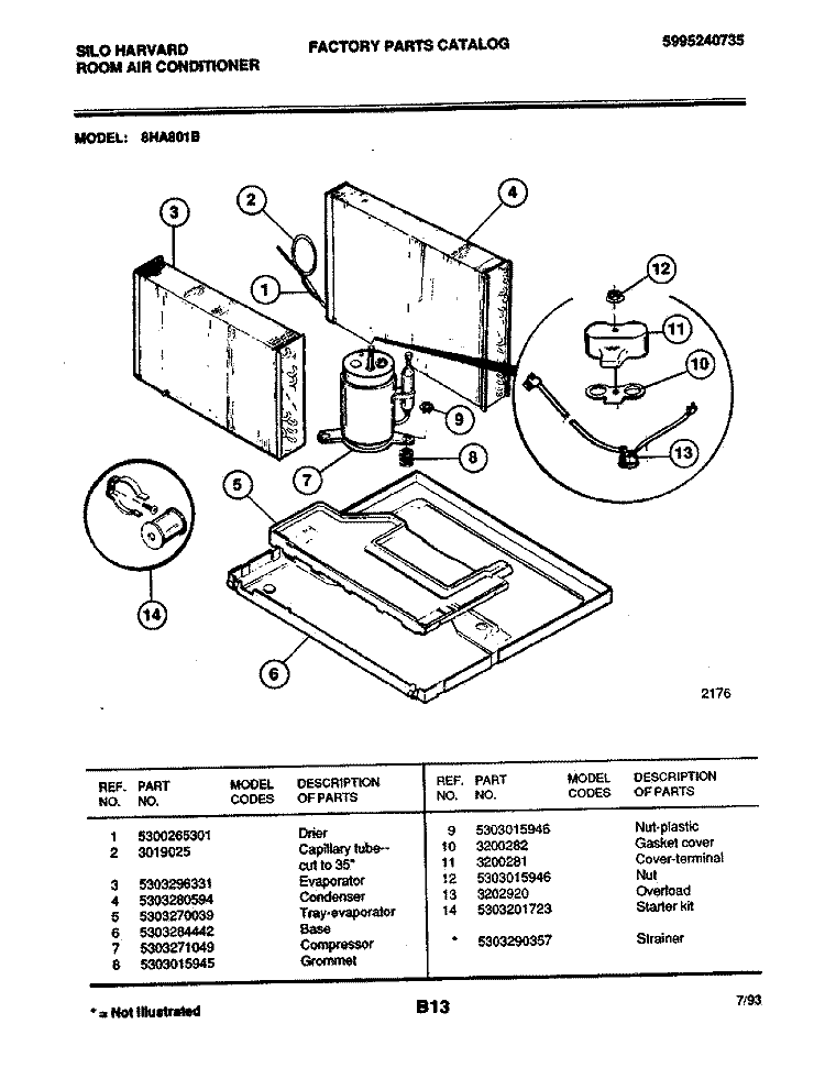 CONDENSER Diagram and Parts List for 8HA80B  Frigidaire Air Conditioner