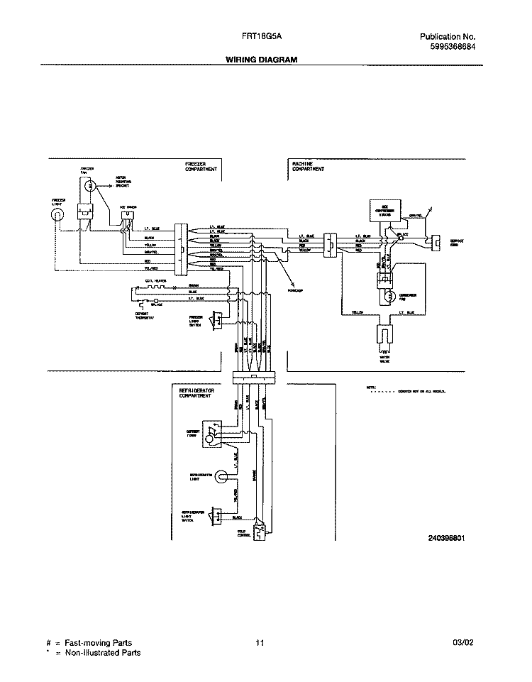 WIRING DIAGRAM Diagram and Parts List for FRT18G5AW1  Frigidaire Refrigerator