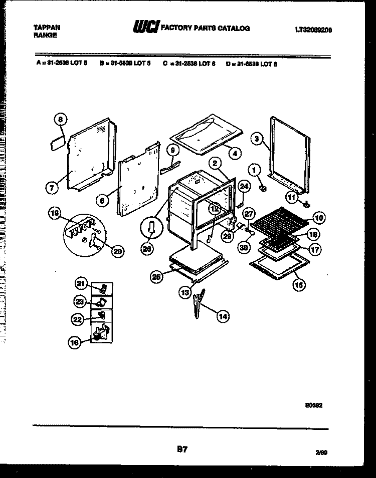 BODY PARTS Diagram and Parts List for 31-2538-00-06  Tappan Range