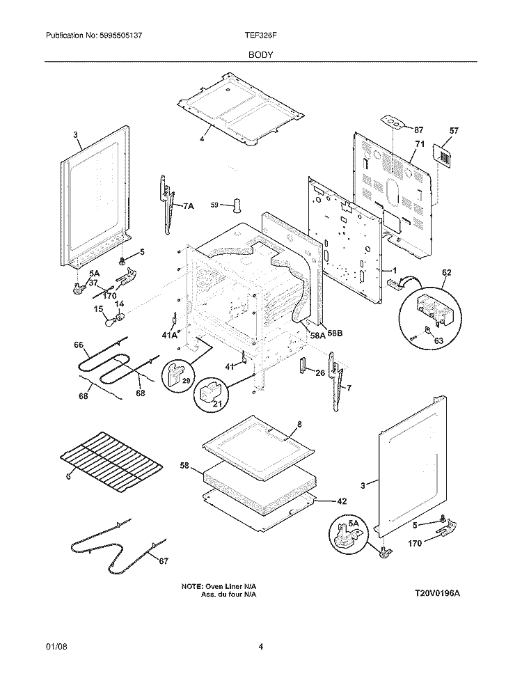 BODY Diagram and Parts List for TEF326FBB  Tappan Range