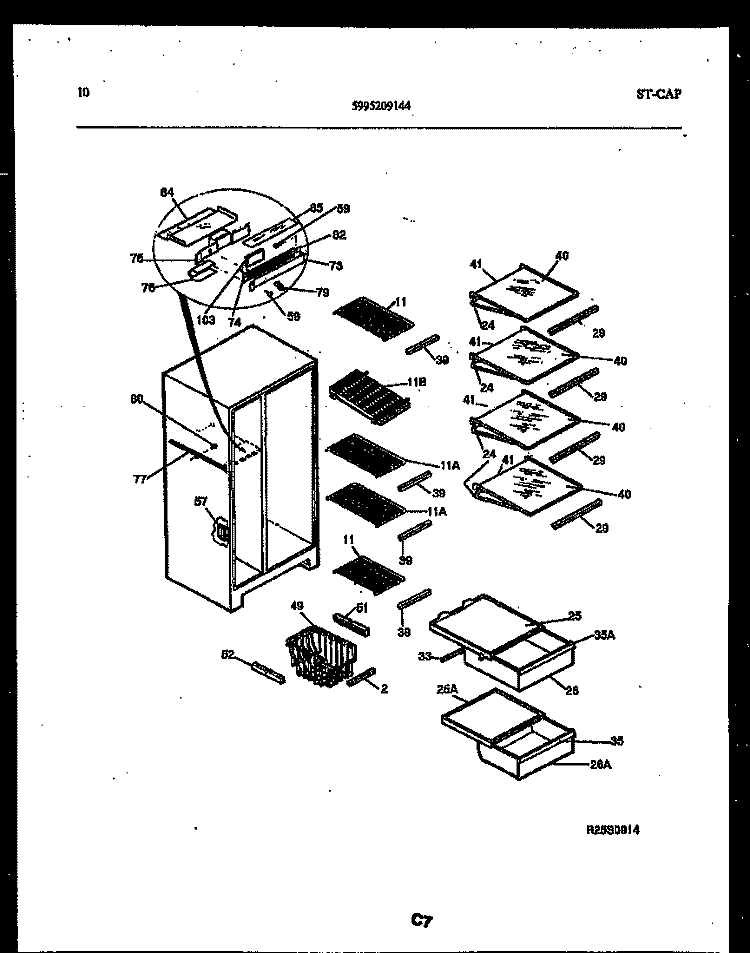 SHELVES AND SUPPORTS Diagram and Parts List for RS22F8DX1B  Gibson Refrigerator