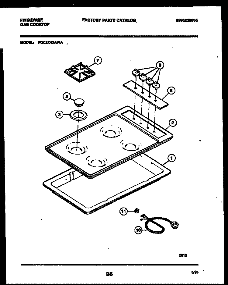 COOKTOP PARTS Diagram and Parts List for FGC3X4XADA  Frigidaire Cooktop
