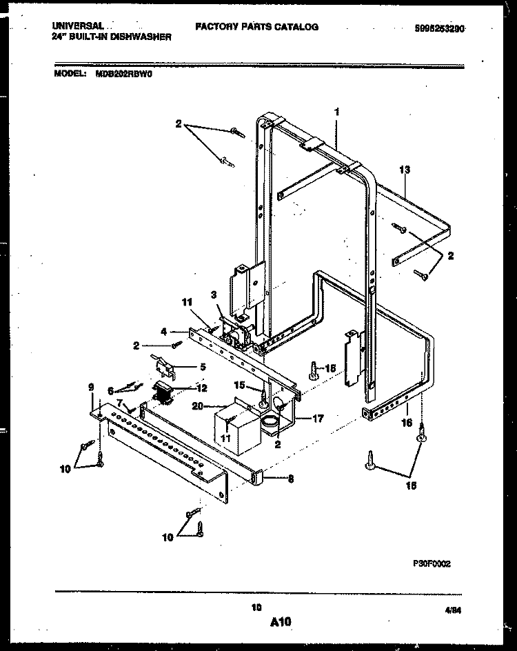 POWER DRY AND MOTOR PARTS Diagram and Parts List for MDB202RBW0  Frigidaire Dishwasher