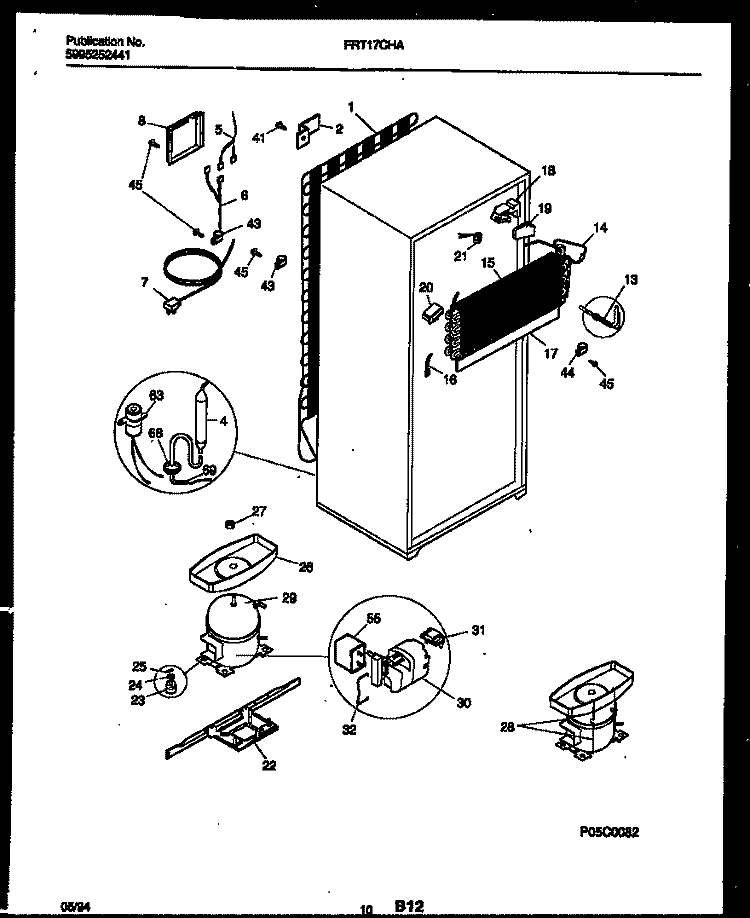 SYSTEM AND AUTOMATIC DEFROST PARTS Diagram and Parts List for FRT17CHAW0  Frigidaire Refrigerator