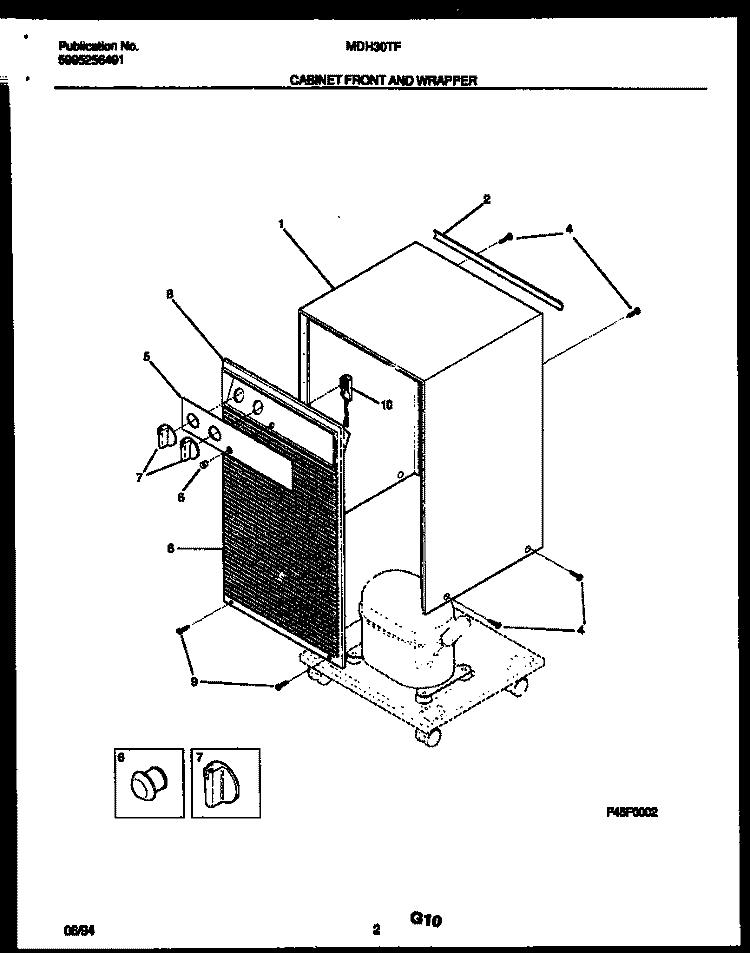 CABINET FRONT AND WRAPPER Diagram and Parts List for MDH30TF2  Frigidaire Dehumidifier