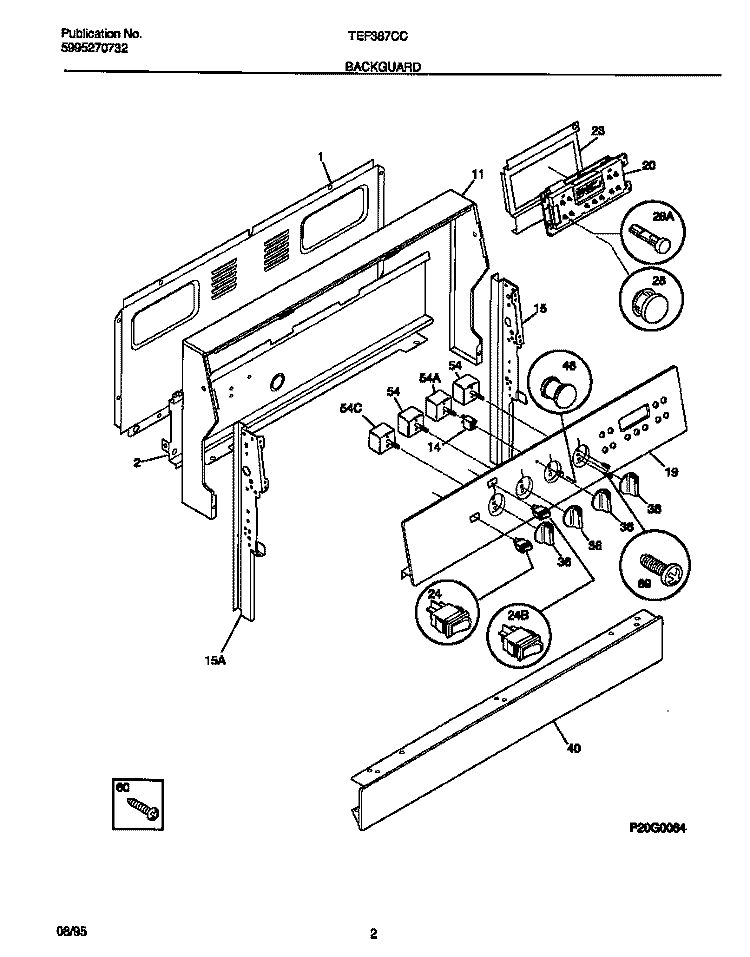 BACKGUARD Diagram and Parts List for TEF387CCTA  Tappan Range