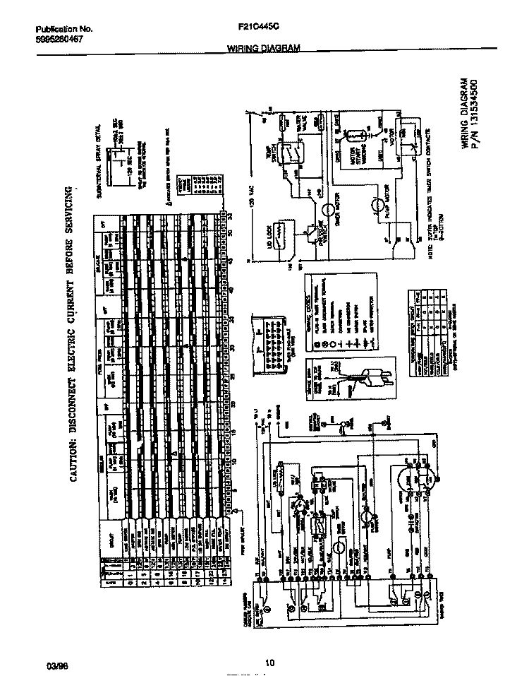 WIRING DIAGRAM Diagram and Parts List for F21C445CS3  Frigidaire Washer