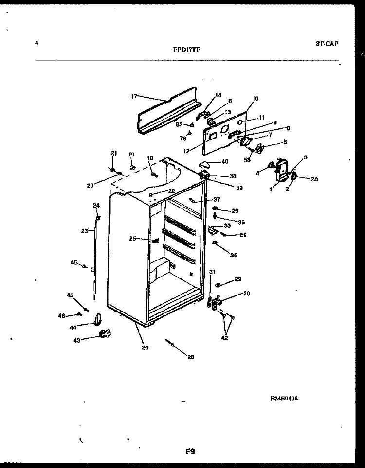 CABINET PARTS Diagram and Parts List for FPD17TFH1  Frigidaire Refrigerator