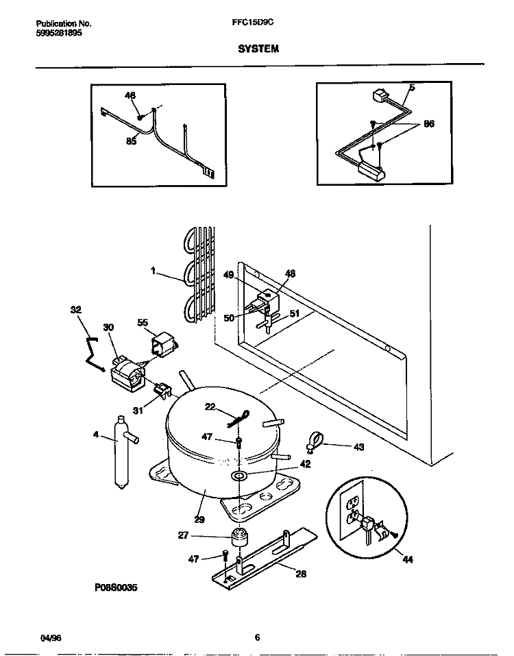 SYSTEM Diagram and Parts List for FFC15D9CW1  Frigidaire Freezer