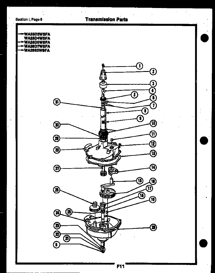 TRANSMISSION PARTS Diagram and Parts List for RM18F6WSGA  Gibson Refrigerator