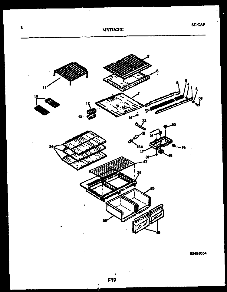 SHELVES AND SUPPORTS Diagram and Parts List for MRT18CHCZ0  Frigidaire Refrigerator