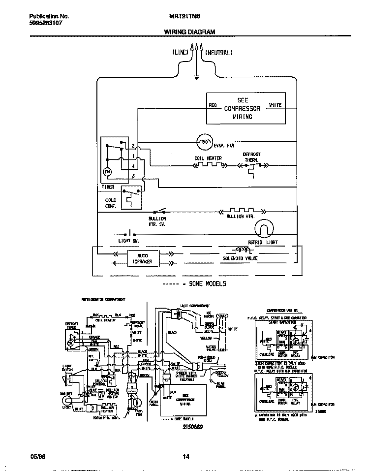 WIRING DIAGRAM Diagram and Parts List for MRT21TNBW4  Frigidaire Refrigerator