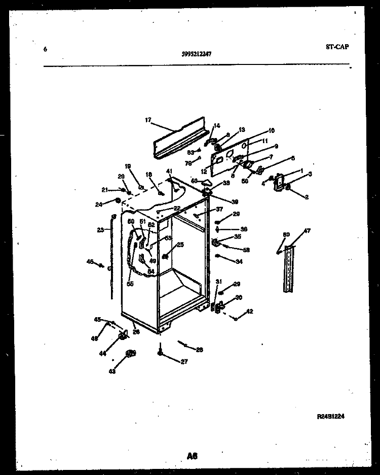 CABINET PARTS Diagram and Parts List for 95-2191-32-00  Tappan Refrigerator