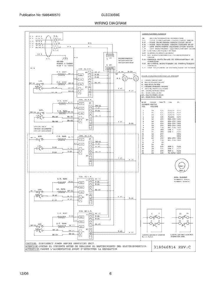 WIRING DIAGRAM Diagram and Parts List for GLEC30S9EQC  Frigidaire Cooktop