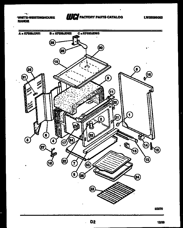 BODY PARTS Diagram and Parts List for KF330JDD2  Frigidaire Range