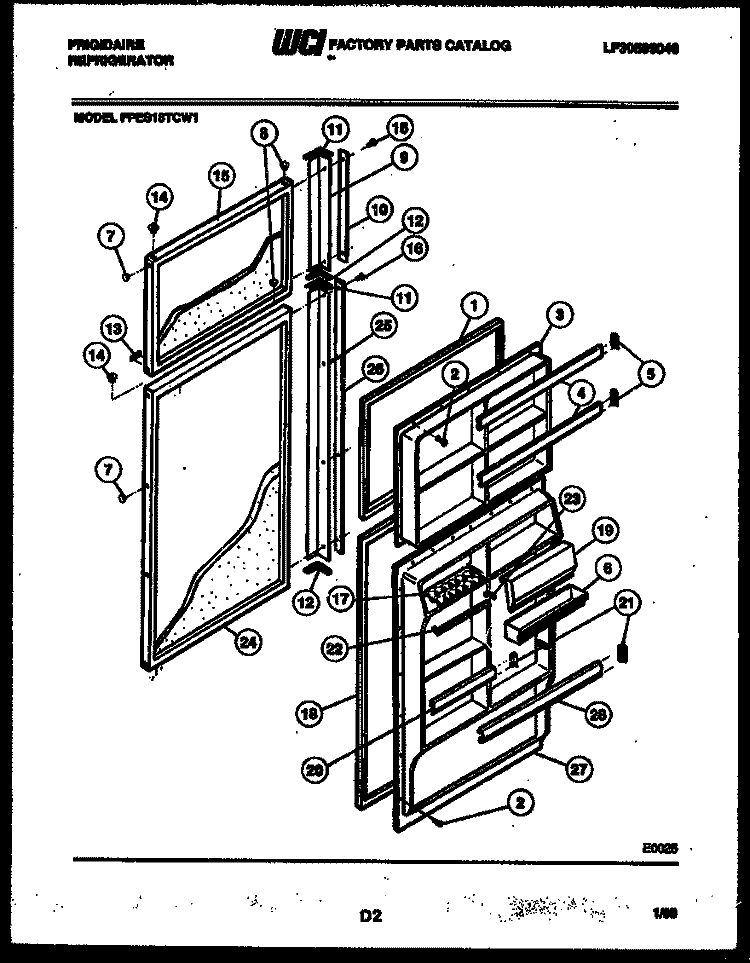 DOOR PARTS Diagram and Parts List for FPES18TCA1  Frigidaire Refrigerator