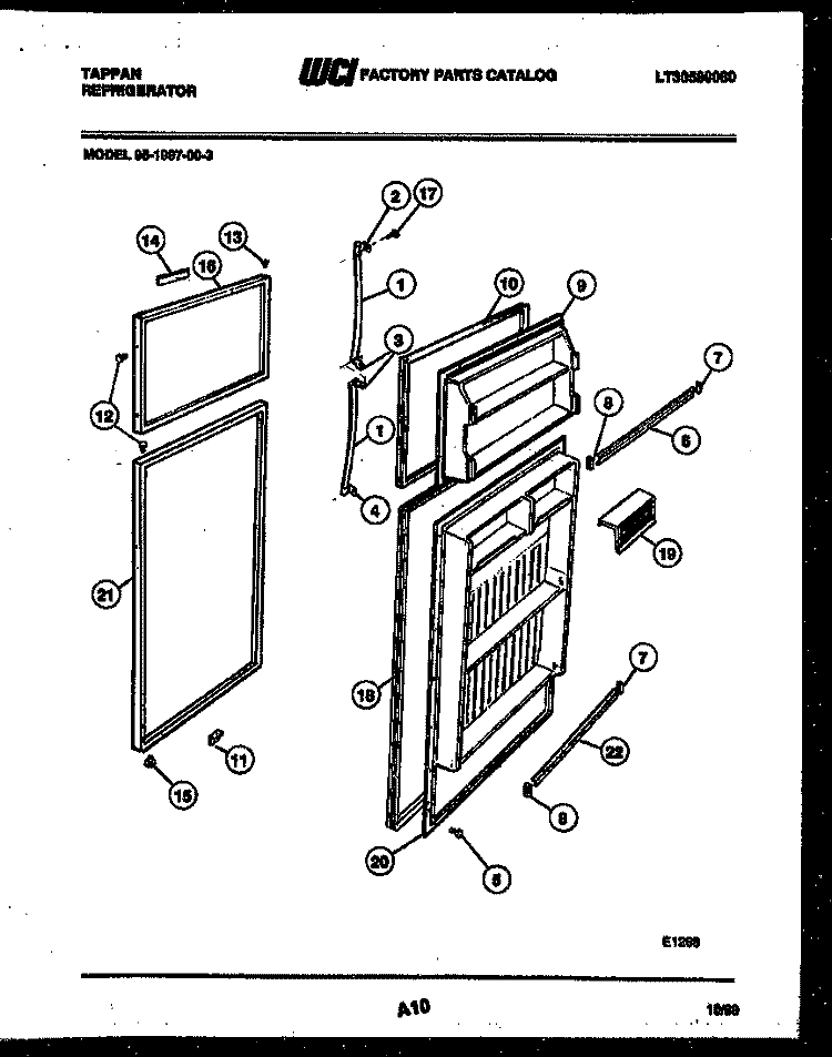 DOOR PARTS Diagram and Parts List for 95-1997-57-03  Tappan Refrigerator