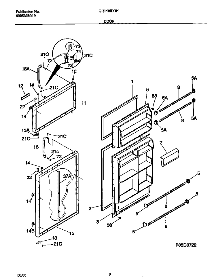 DOORS Diagram and Parts List for GRT18IDRHD0  Gibson Refrigerator