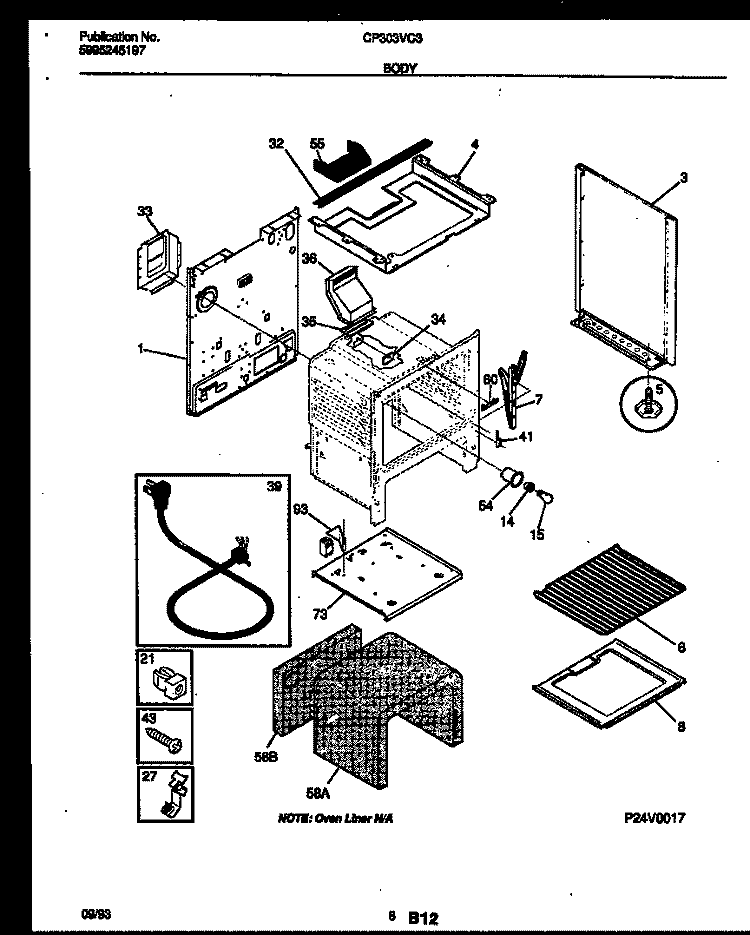 BODY PARTS Diagram and Parts List for CP303VC3D1  Frigidaire Range