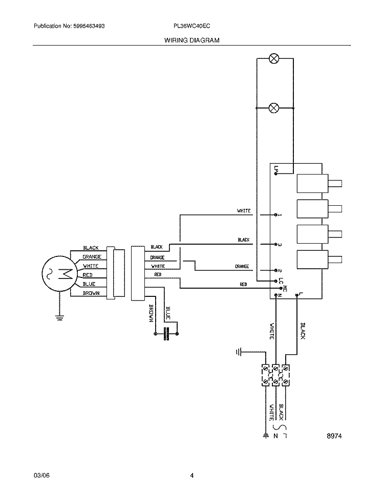 WIRING DIAGRAM Diagram and Parts List for PL36WC40EC  Frigidaire Range Hood
