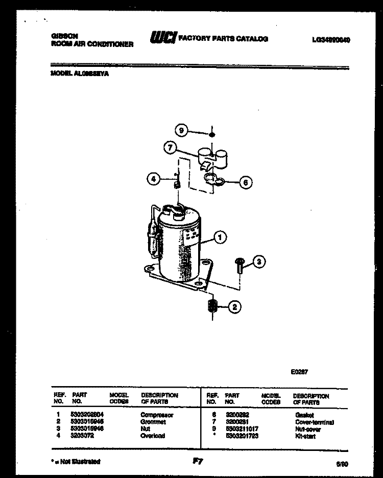 COMPRESSOR PARTS Diagram and Parts List for AL08B5EYA  Gibson Air Conditioner