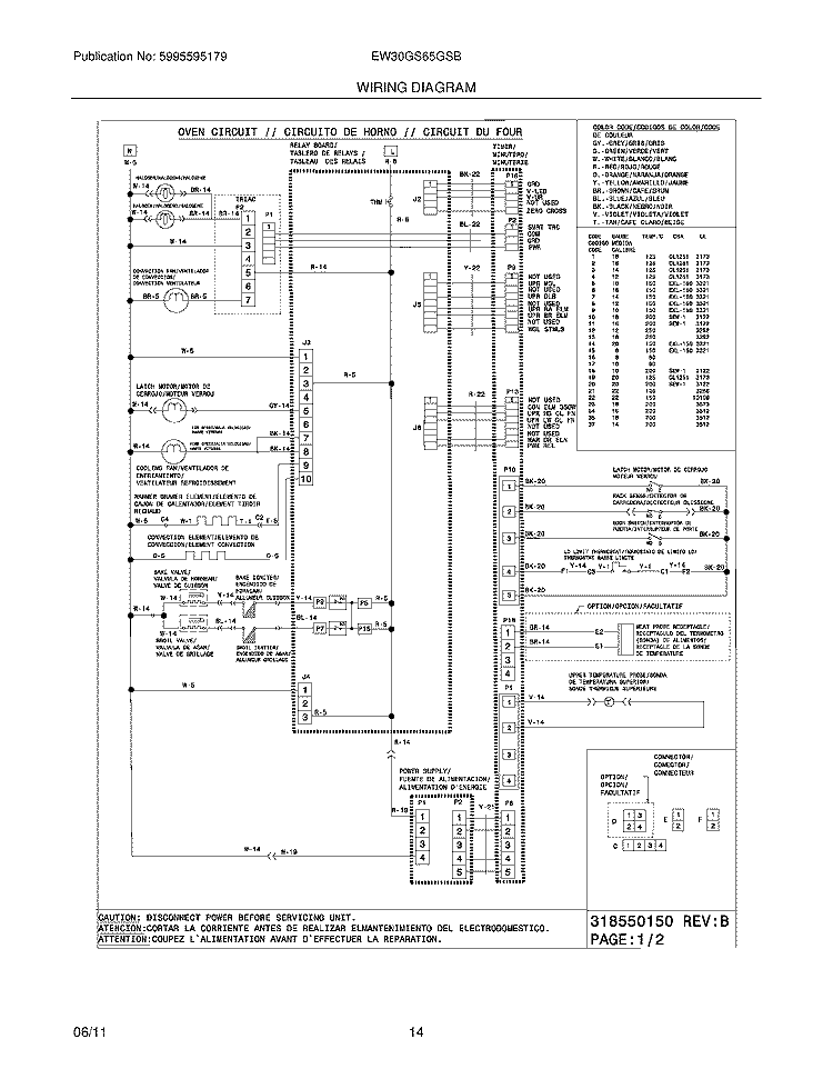 WIRING DIAGRAM Diagram and Parts List for EW30GS65GSB  Electrolux Range