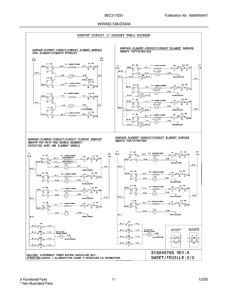 WIRING DIAGRAM Diagram and Parts List for BEC317ES1  Crosley Range