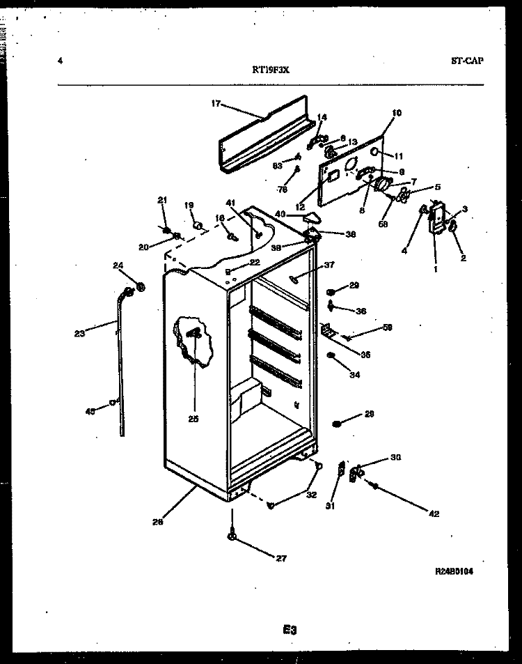 CABINET PARTS Diagram and Parts List for RT19F3DX3A  Gibson Refrigerator