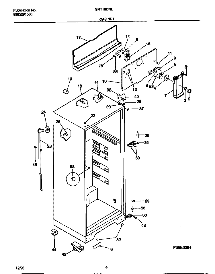 CABINET Diagram and Parts List for GRT18DNED1  Gibson Refrigerator